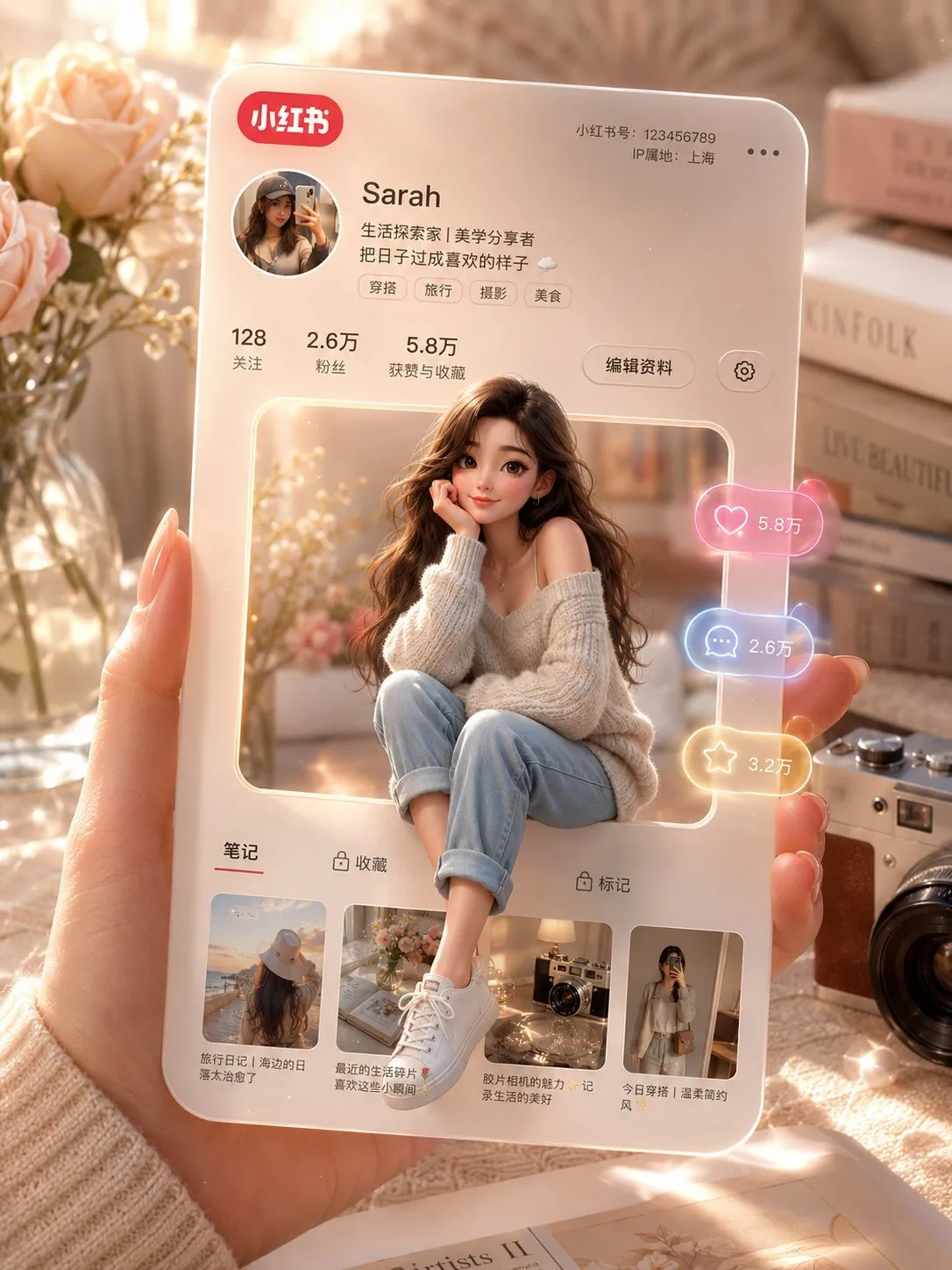 小红书3D头像卡片生成教程：打造梦幻Pixar风格个人资料卡