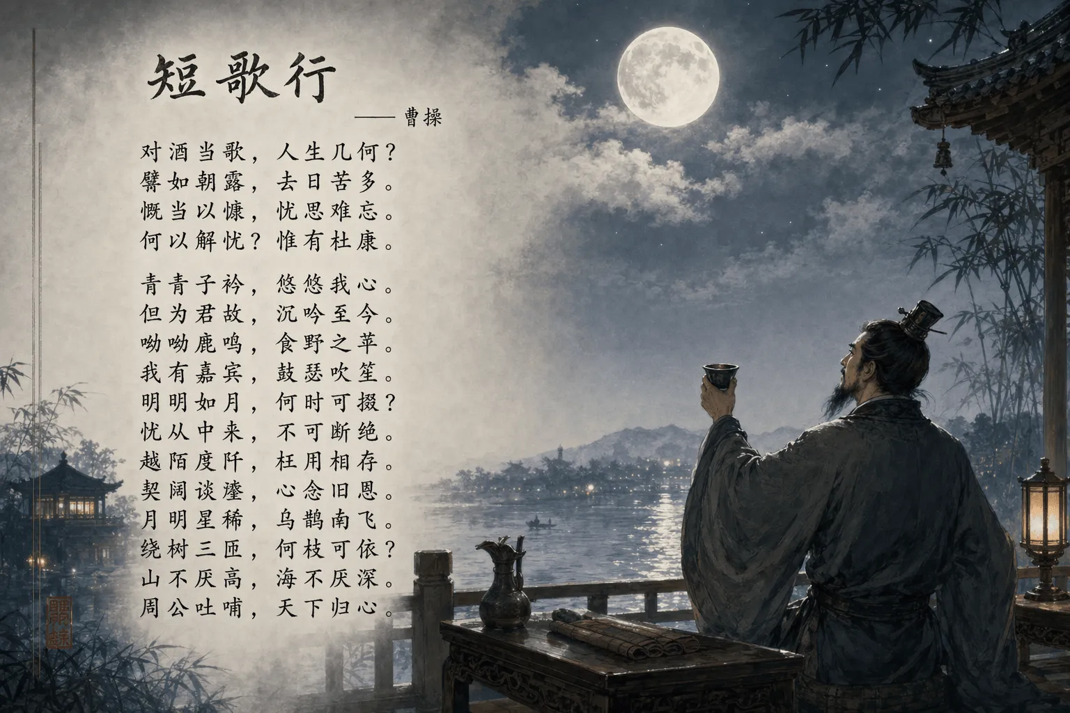 如何用AI生成《短歌行》大气书法意境图