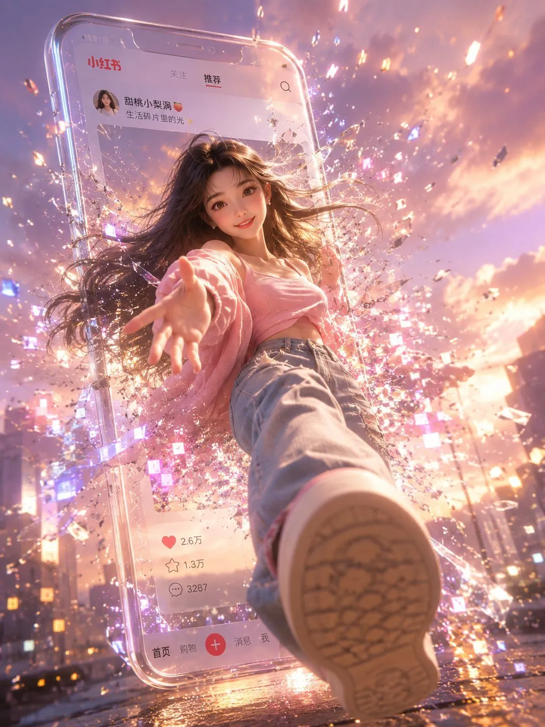 如何用AI生成梦幻3D少女突破手机屏幕的视觉大片