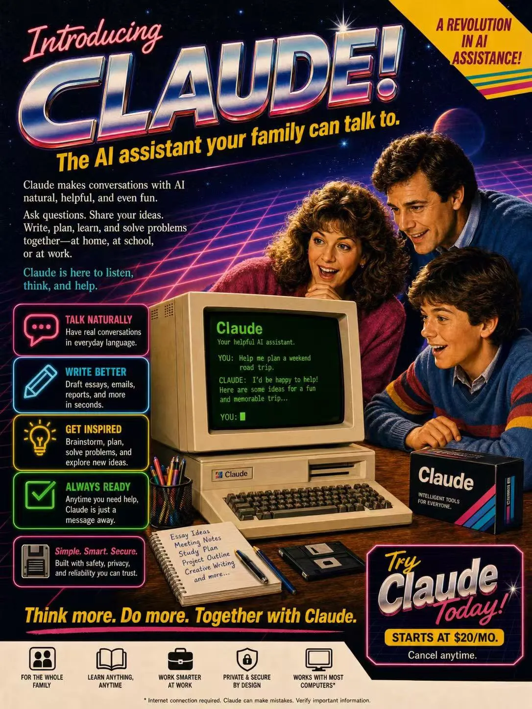 1980年代复古风Claude AI助手杂志广告生成教程