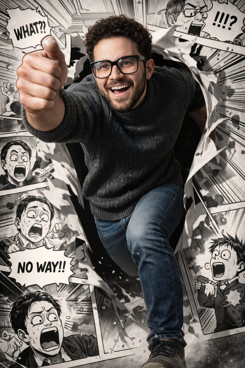 AI绘画教程：如何用Midjourney生成“跃动少年冲破漫画格”超写实渲染