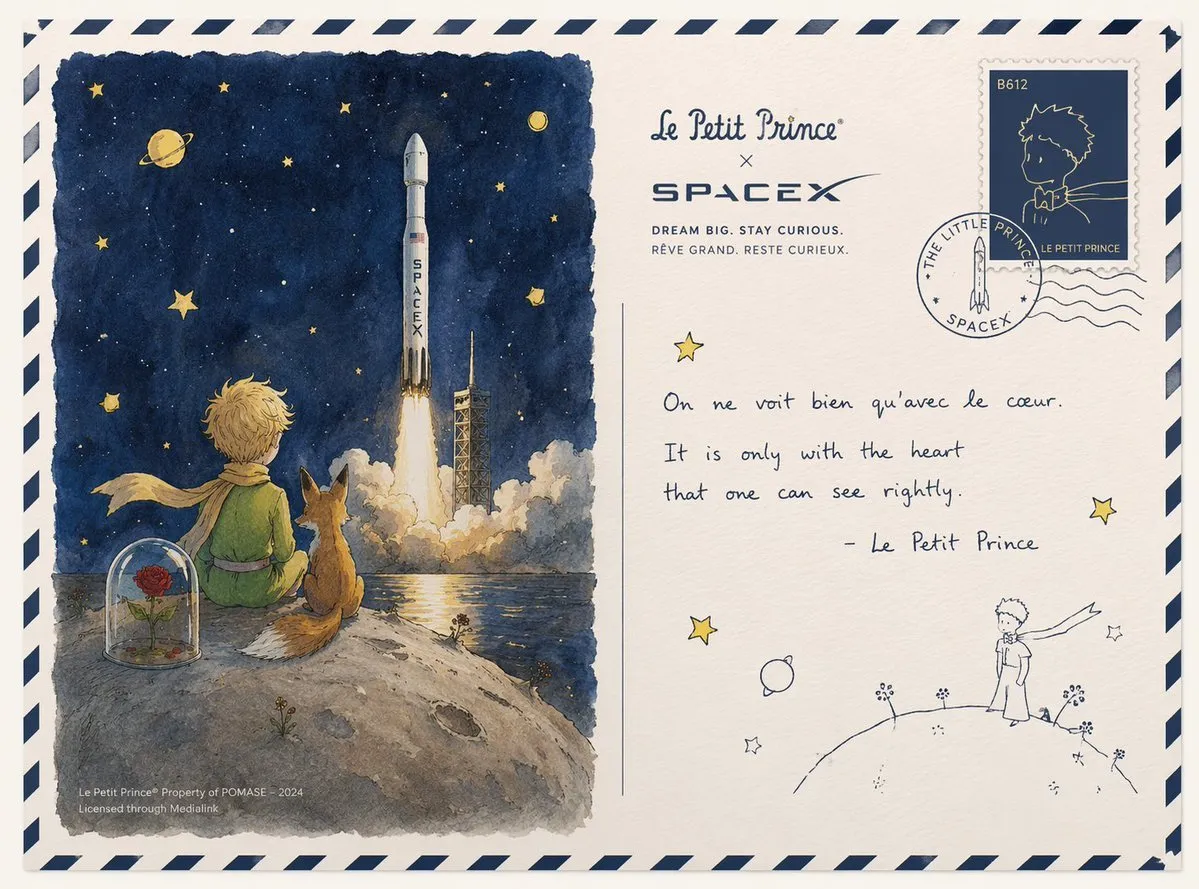 如何用AI生成小王子×SpaceX联名明信片：浪漫与科技的星际邂逅