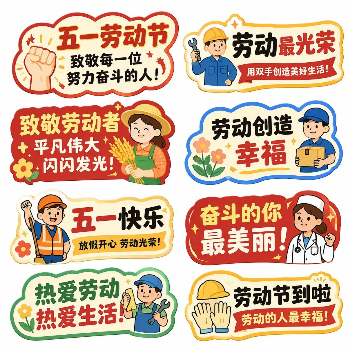 AI绘画教程：如何批量生成五一劳动节创意手举牌设计
