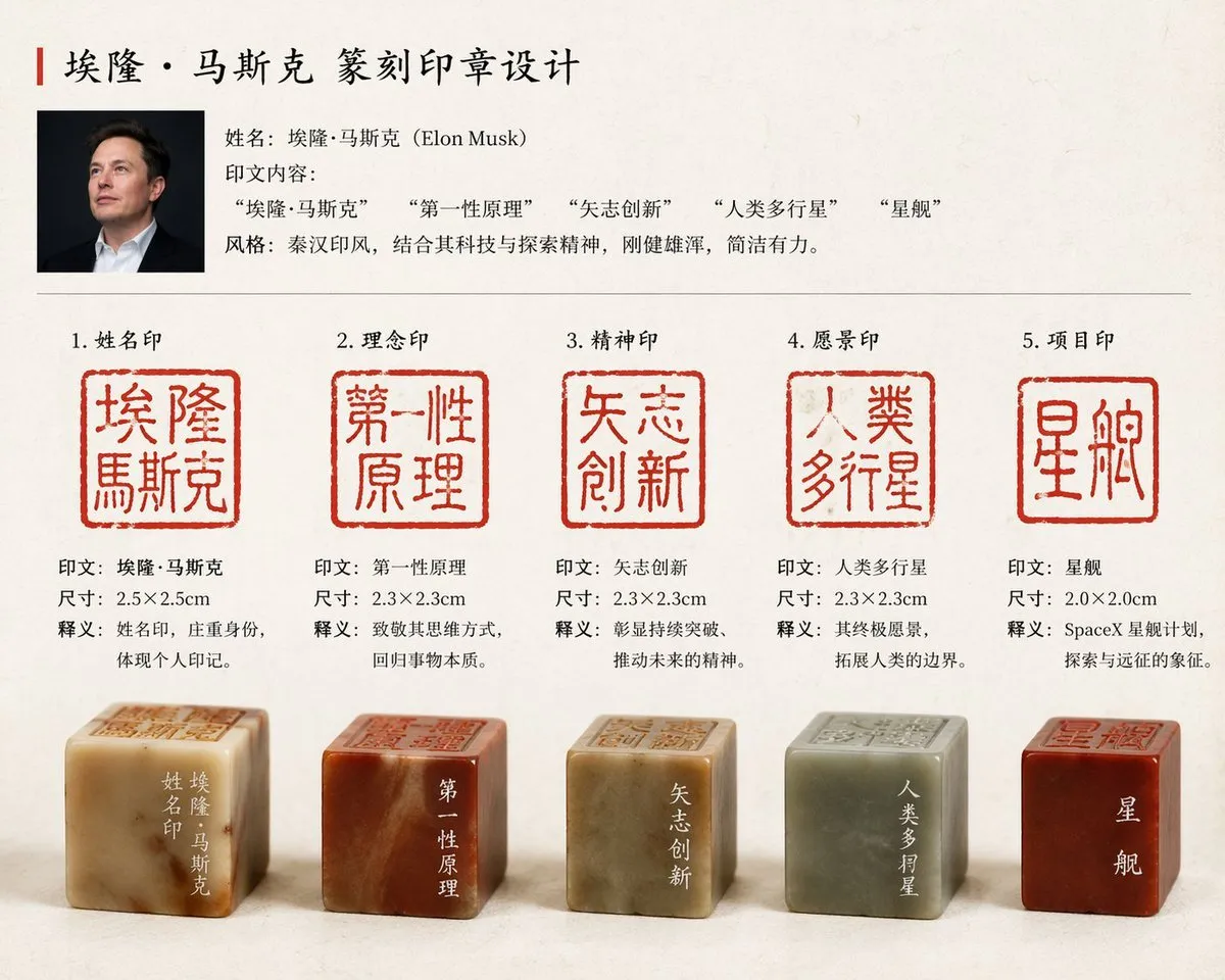 AI绘画教程：为埃隆·马斯克设计一套专属篆刻印章
