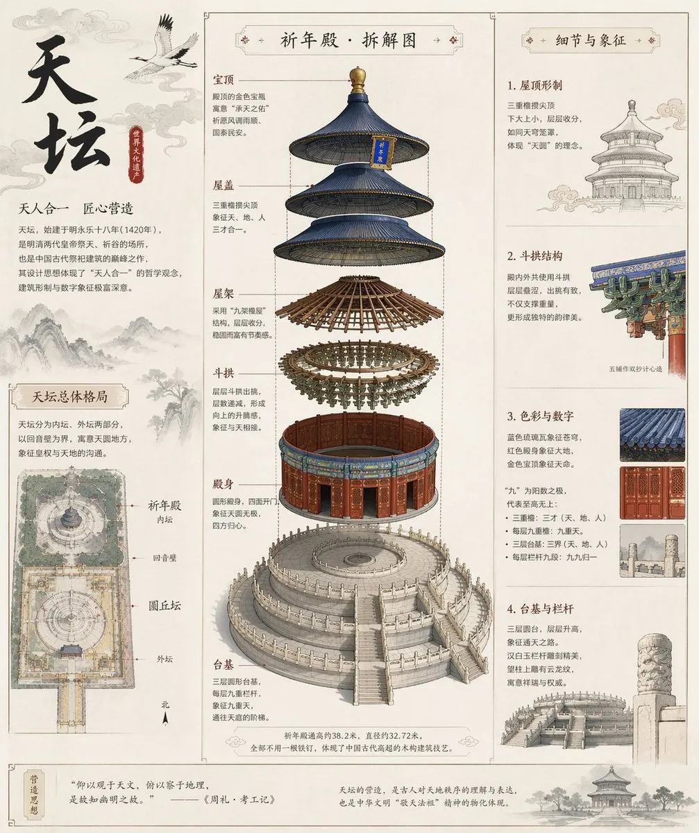 天坛建筑分解图AI绘画教程：中式美学风格详解