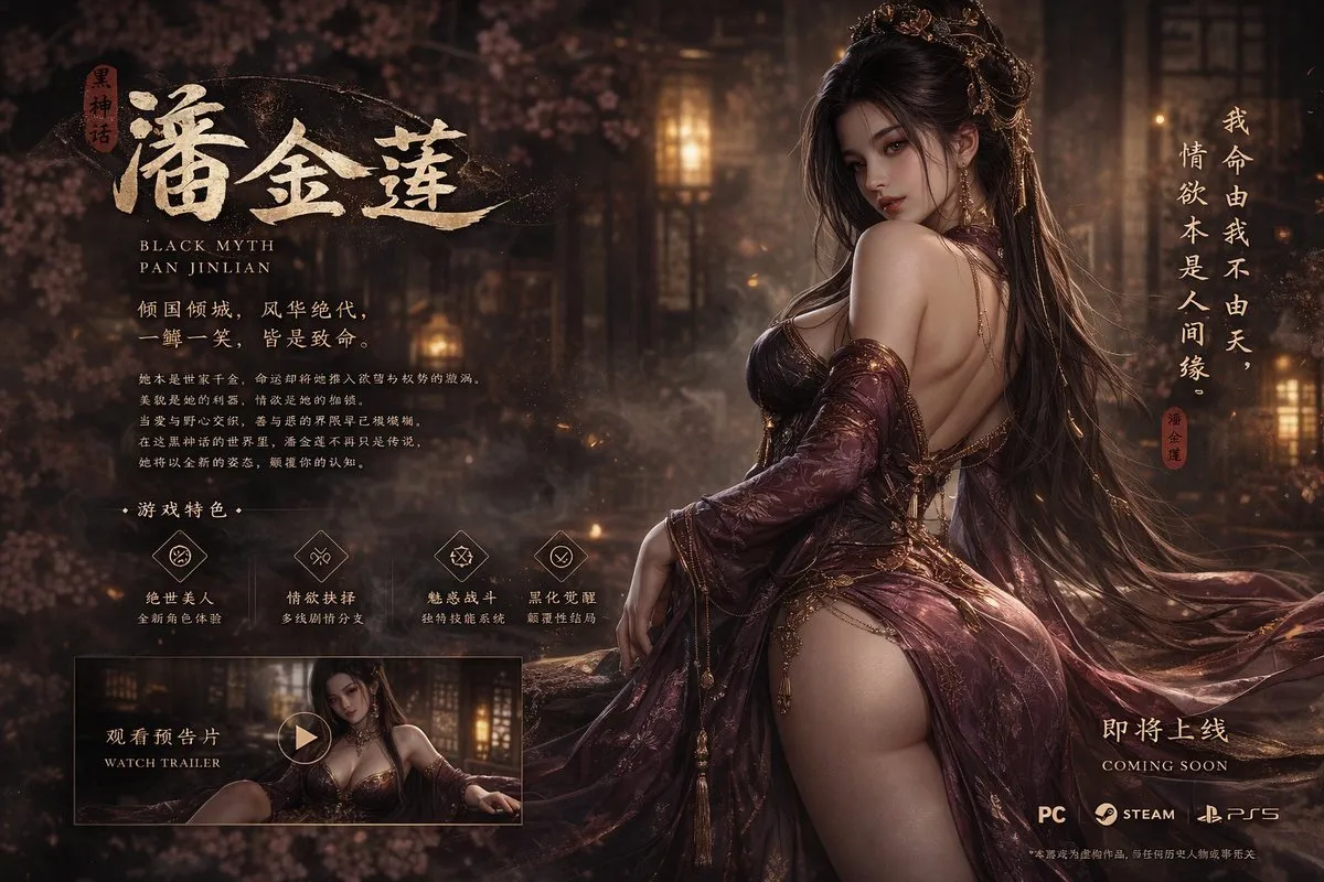 如何用AI生成《黑神话：潘金莲》游戏开场画面，打造迷人角色