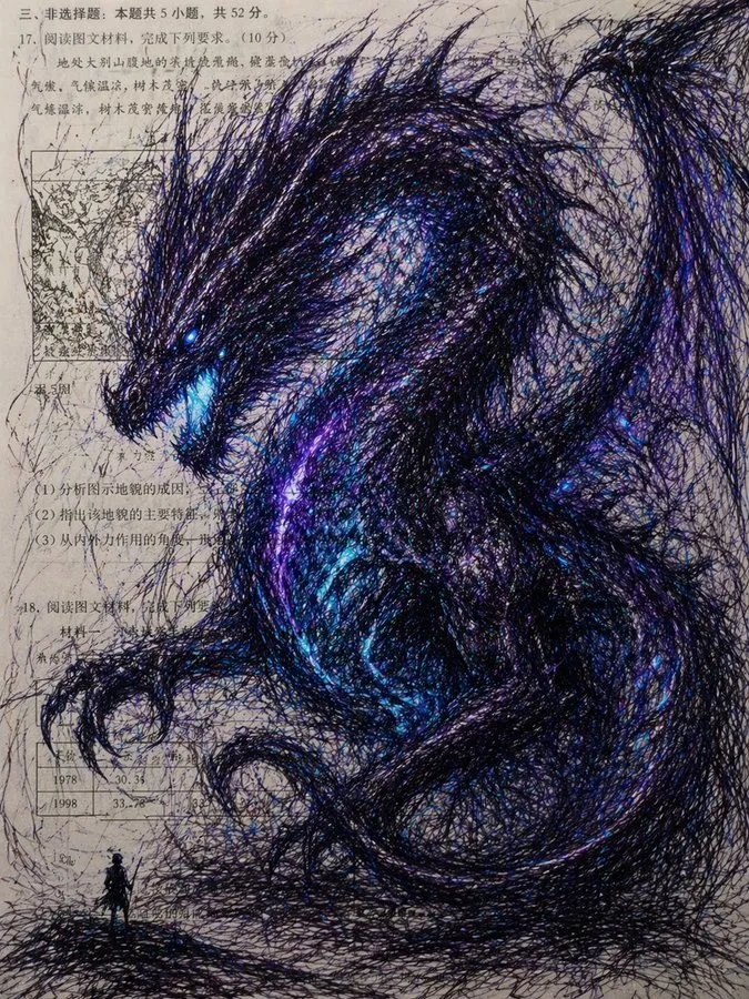 如何用AI生成教科书上的巨幅涂鸦龙画作