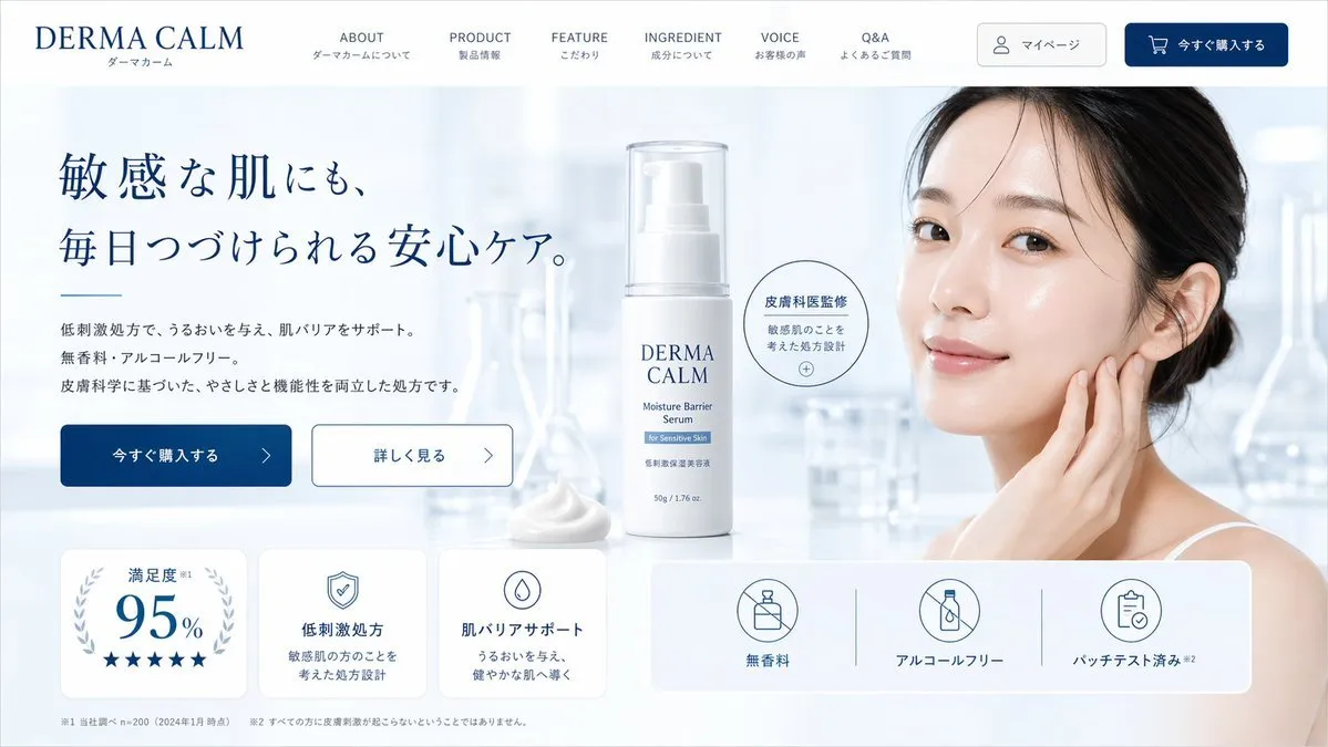 如何用AI生成德玛适肤敏感肌护理品牌着陆页设计
