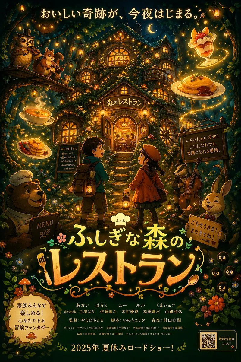 《魔法森林餐厅》AI动漫电影海报生成教程：用Midjourney打造宫崎骏风格奇幻世界