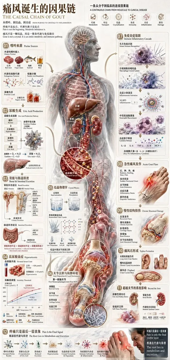 痛风病理图解SOP：用AI生成超精细3D医学信息图