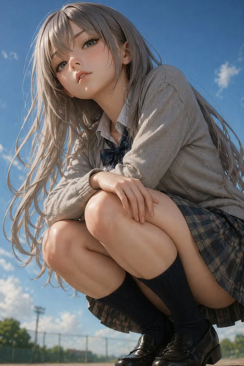 如何用AI生成超写实动漫少女肖像：低角度校园风SOP
