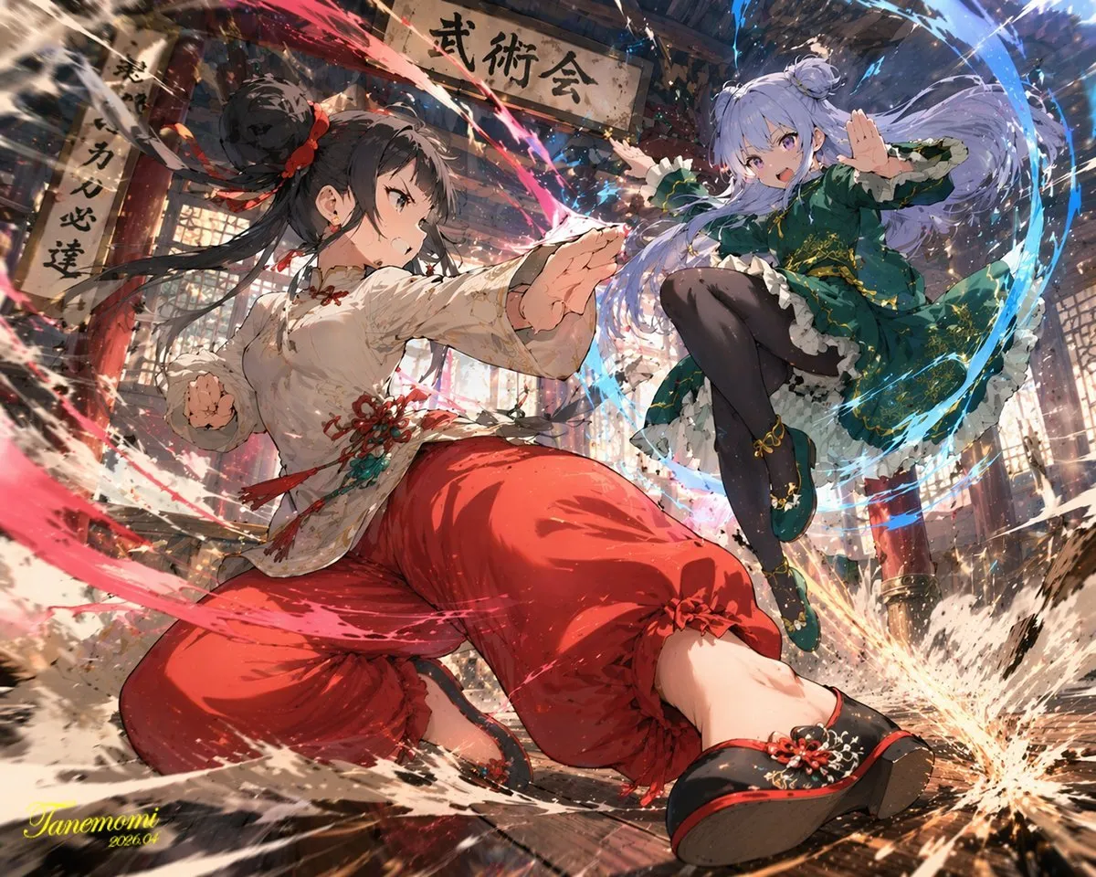 如何用AI生成史诗级动漫武馆对决插画