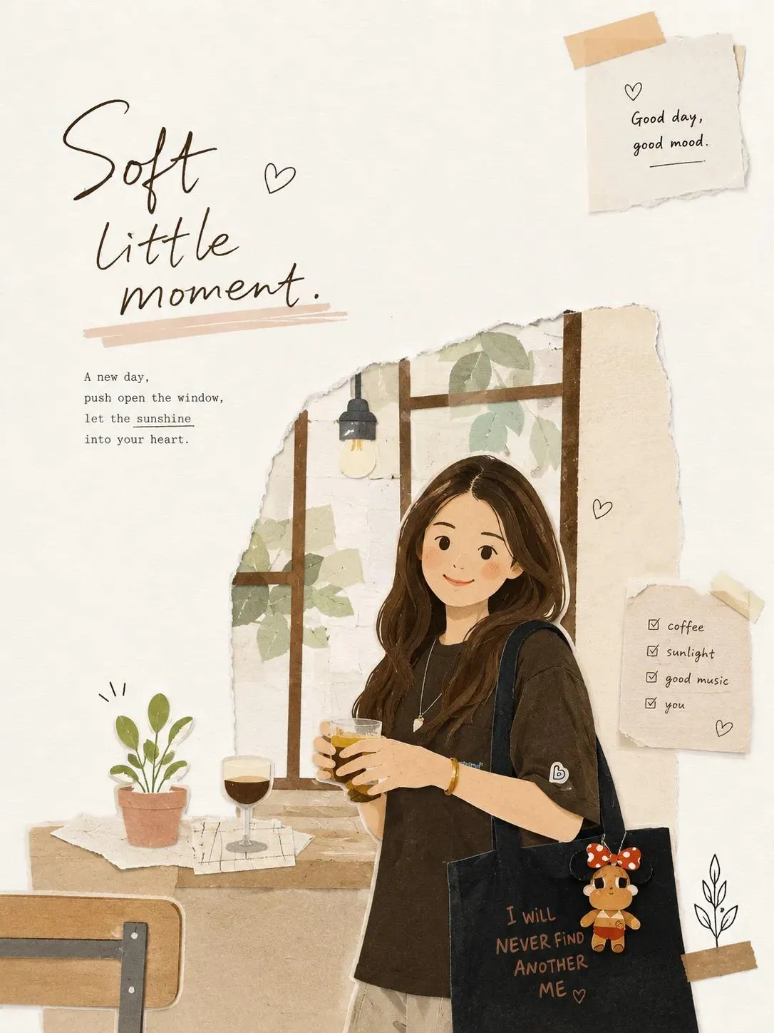 如何用AI生成温暖杂志拼贴纸艺风格插画